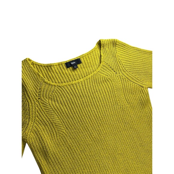 Mossimo Women’s Mustard Scoop Neck Sweater Hi Low Hem Medium Cozy Casual - Picture 2 of 7